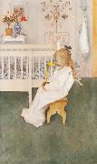 Lisbeth in her night Dress with a yellow tulip Carl Larsson